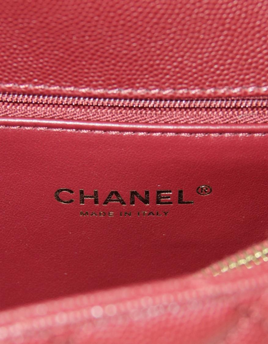 Chanel Burgundy Caviar Leather Quilted Small Coco Handle Flap Bag 3