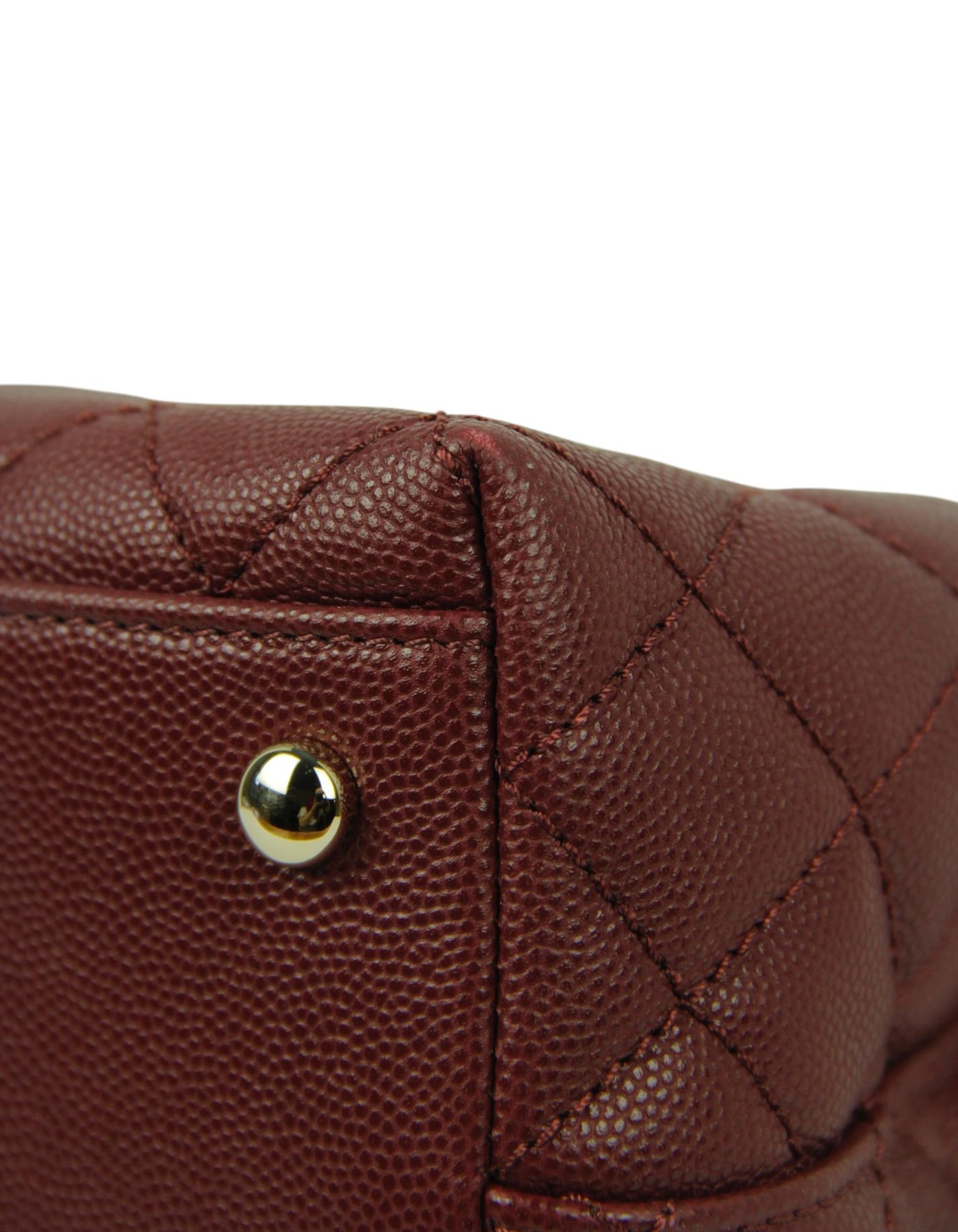Chanel Burgundy Caviar Leather Quilted Small Coco Handle Flap Bag 4