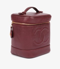 Chanel Burgundy Caviar Leather Vintage Timeless Vanity Case