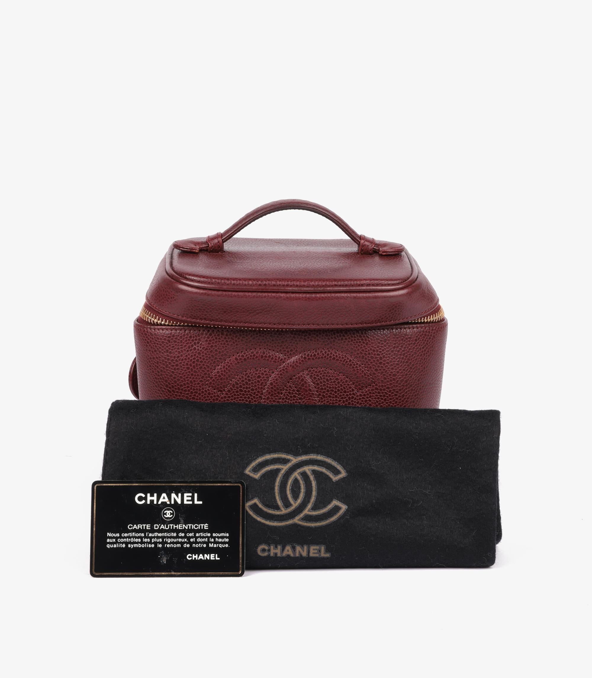Chanel Burgundy Caviar Leather Vintage Timeless Vanity Case 2