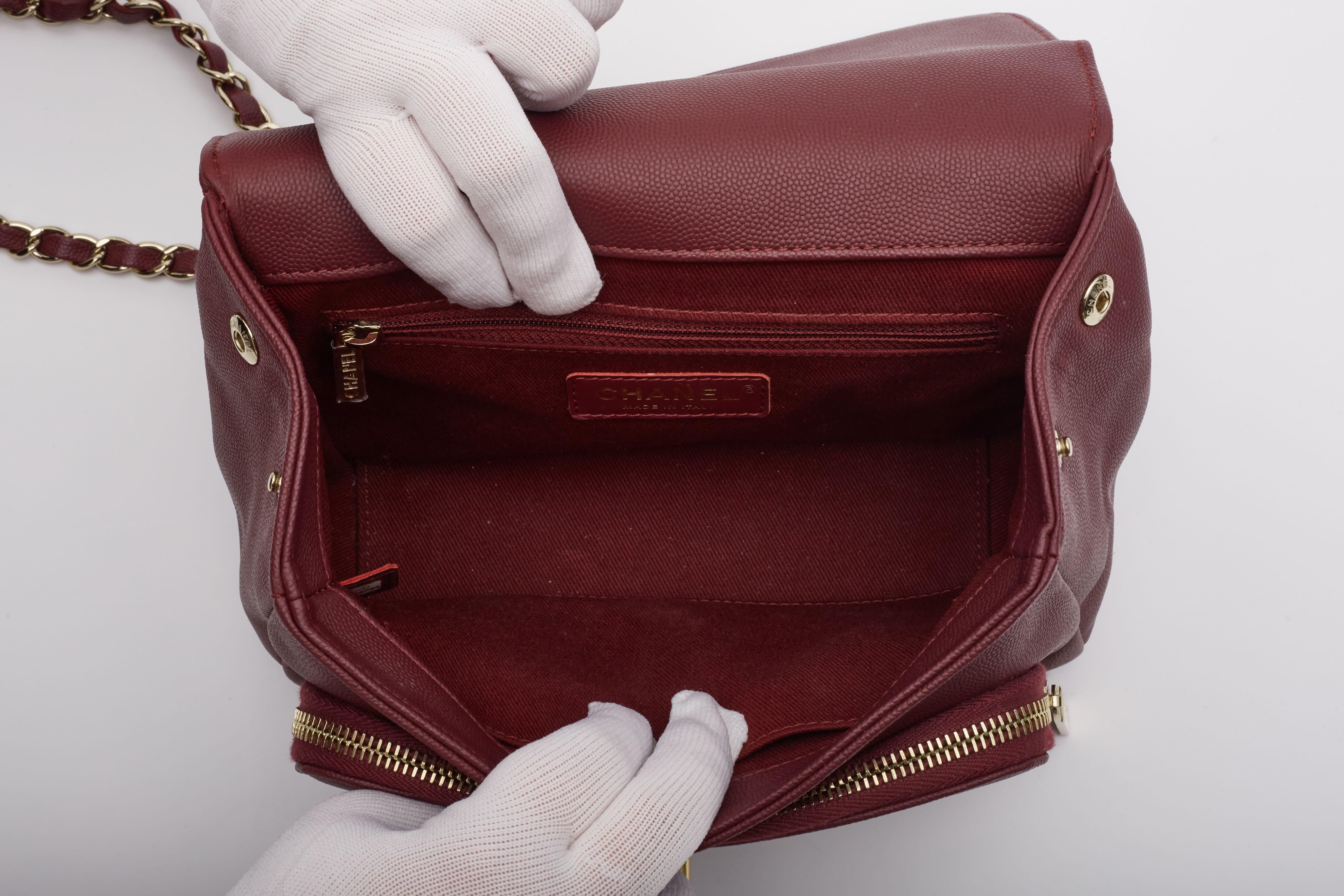 Chanel Burgundy Caviar Quilted Business Affinity Flap Bag Medium For Sale 5