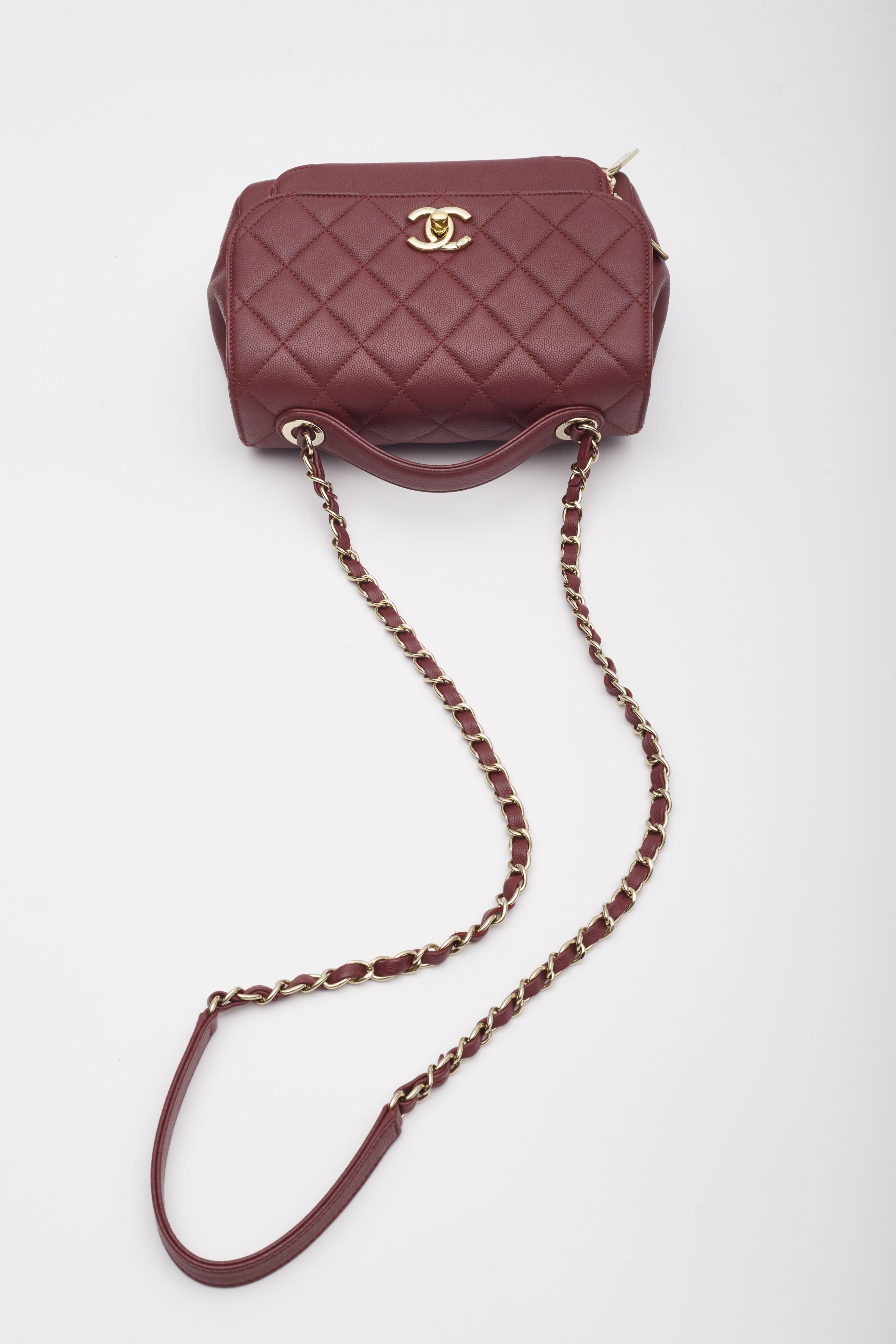 Black Chanel Burgundy Caviar Quilted Business Affinity Flap Bag Medium For Sale