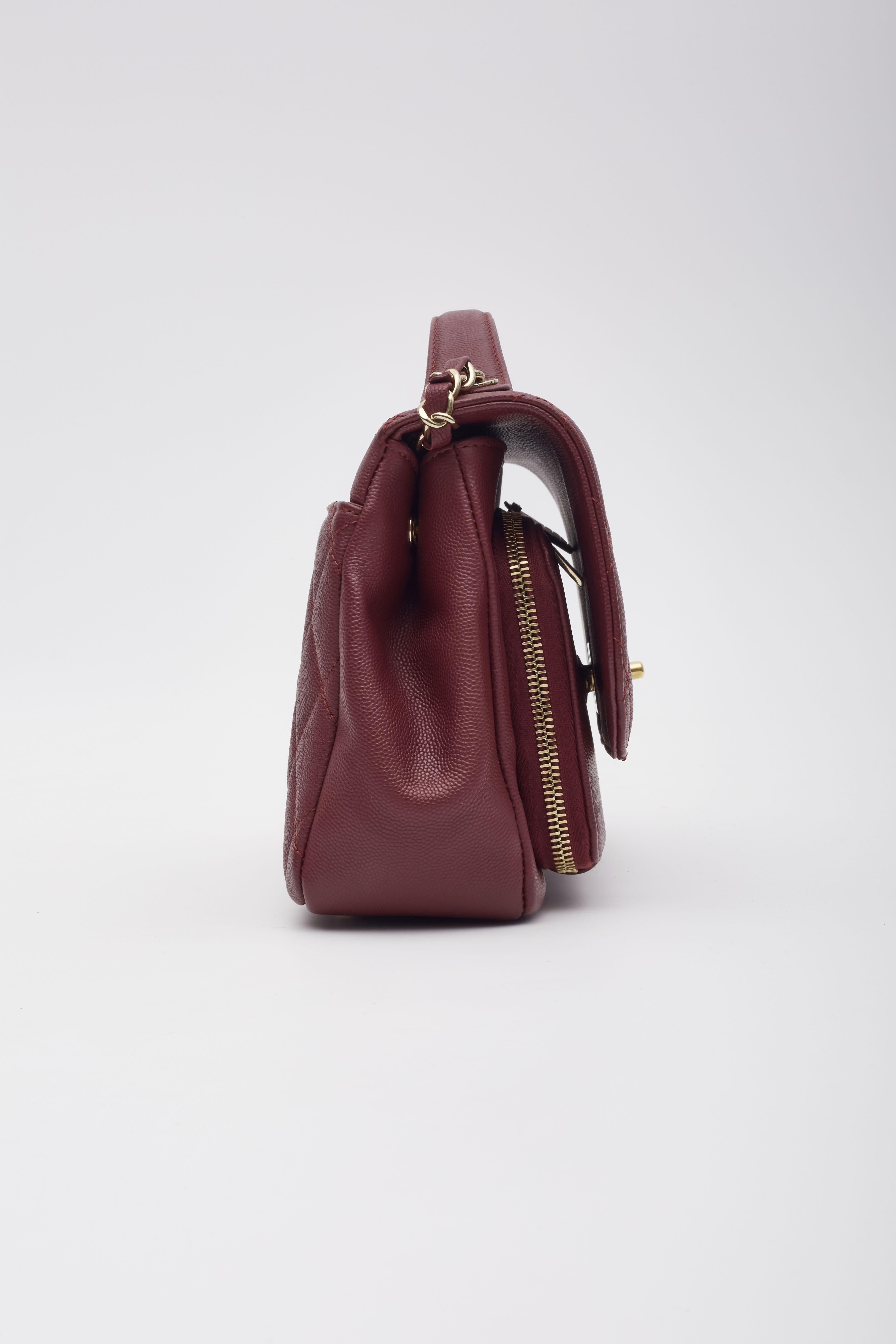 Chanel Burgundy Caviar Quilted Business Affinity Flap Bag Medium For Sale 1