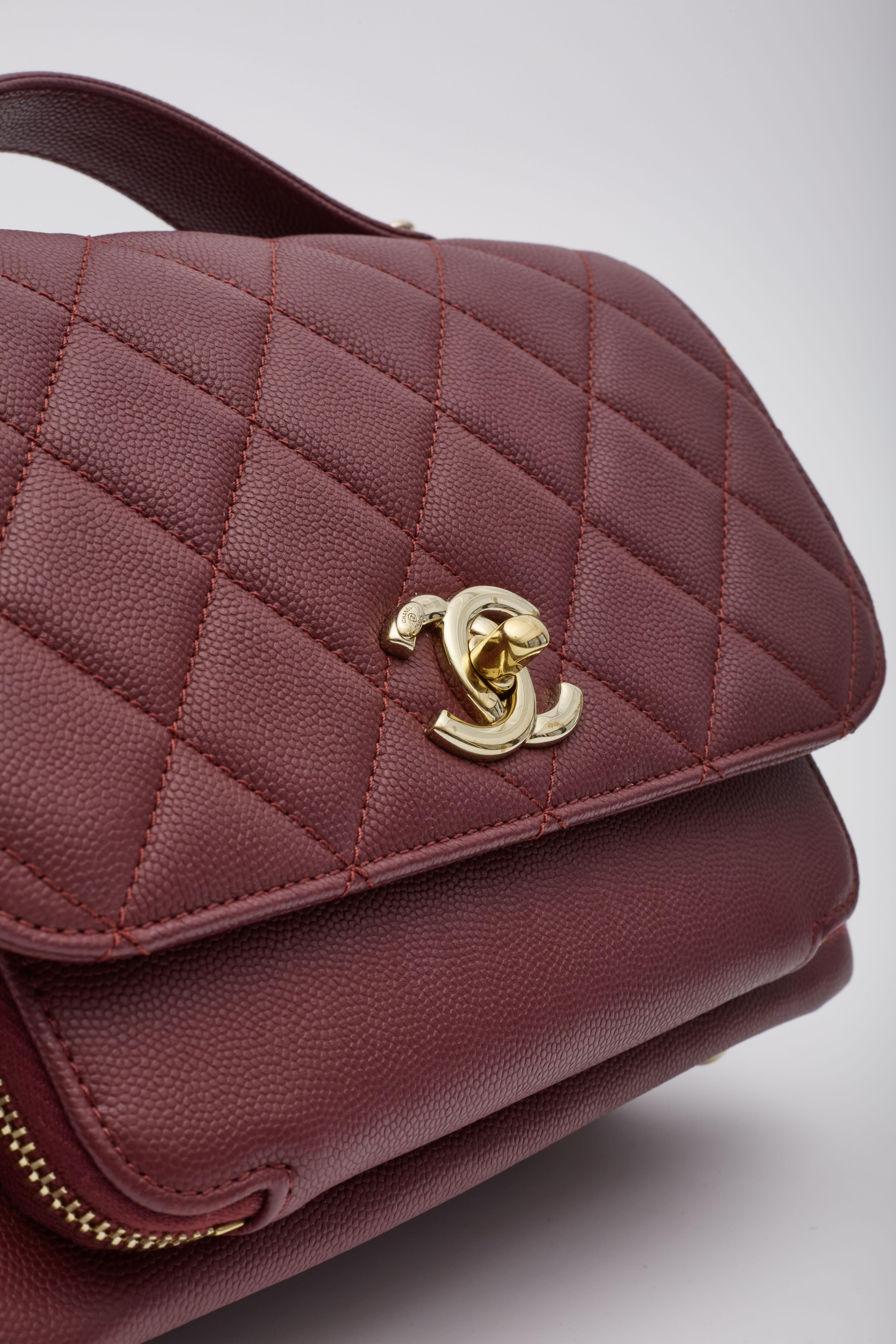 Chanel Burgundy Caviar Quilted Business Affinity Flap Bag Medium For Sale 3