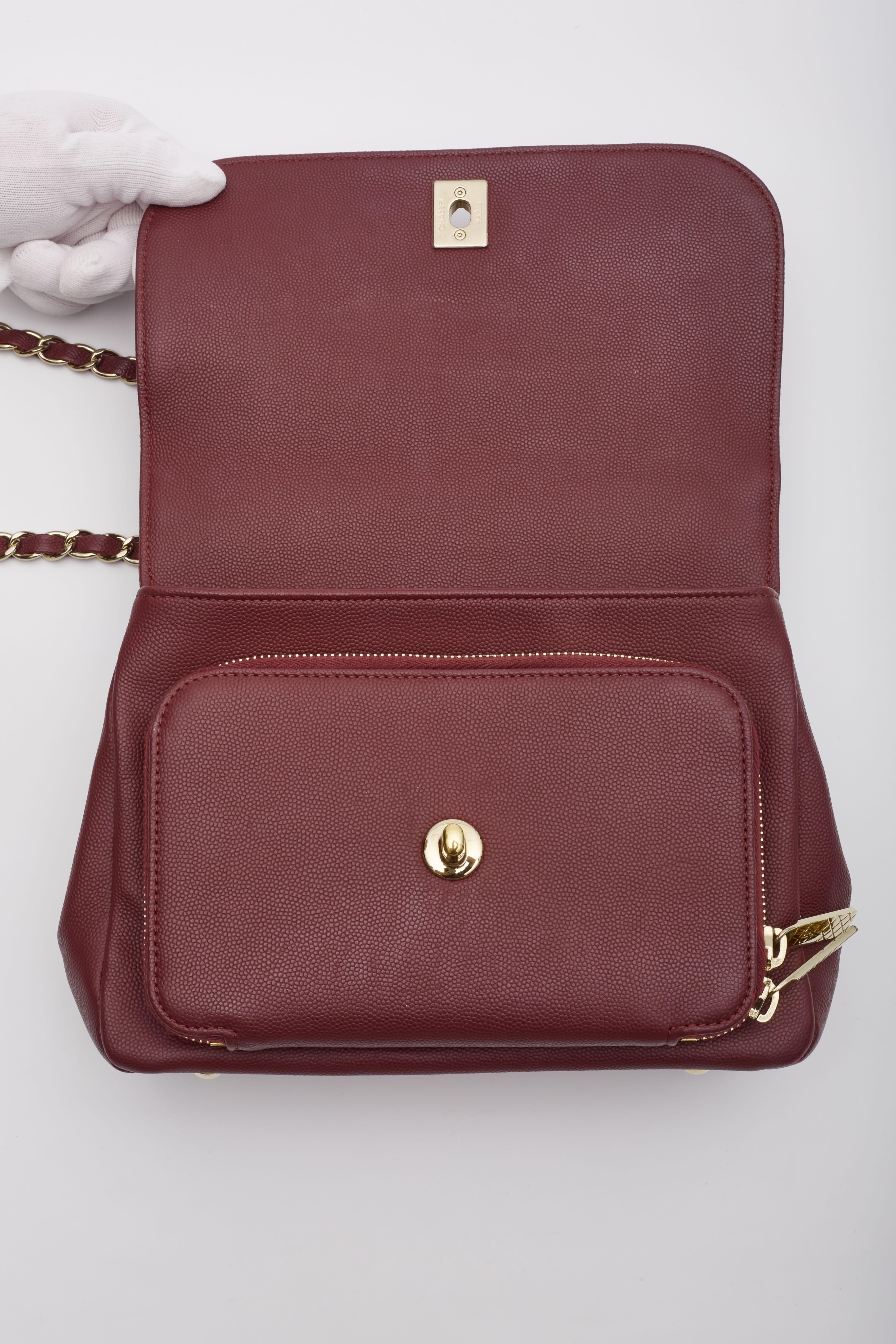 Chanel Burgundy Caviar Quilted Business Affinity Flap Bag Medium For Sale 4