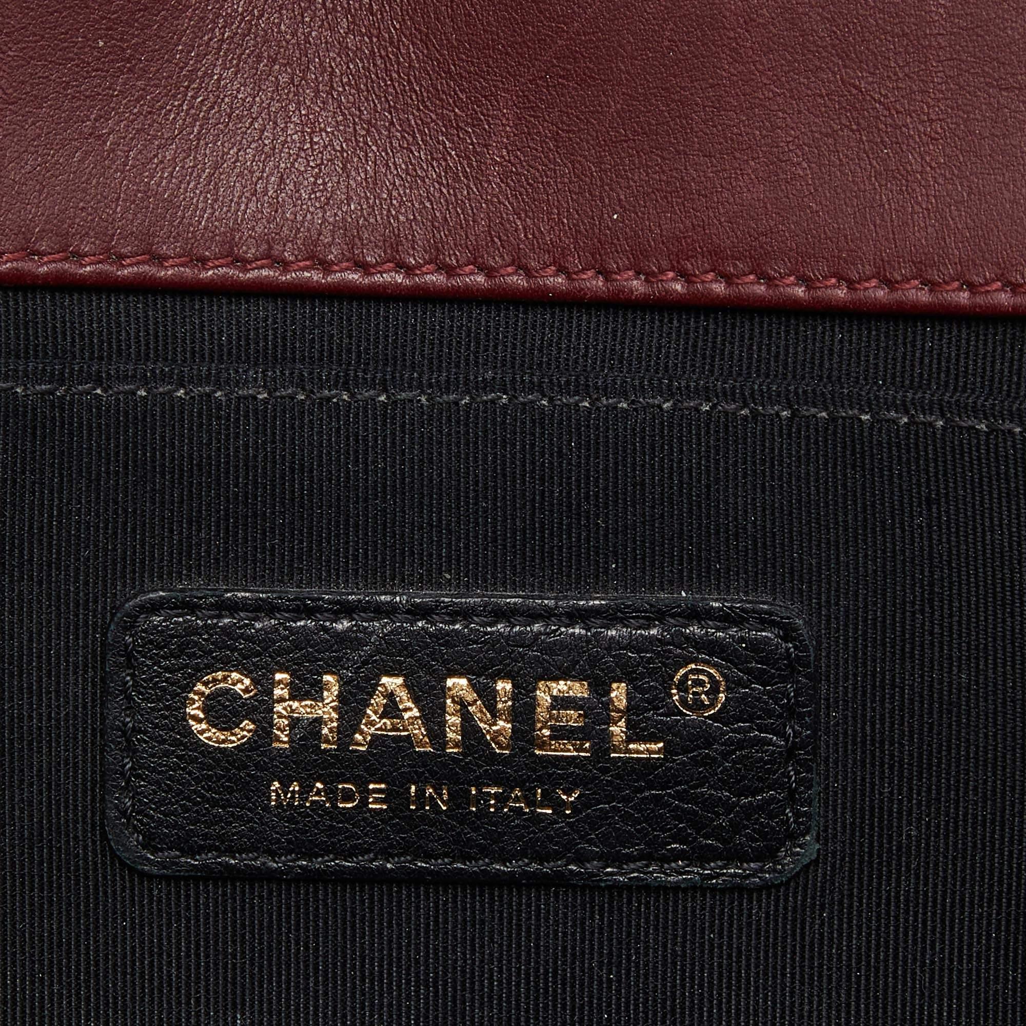 Chanel Burgundy Chevron Caviar and Leather Medium Boy Flap Bag 6