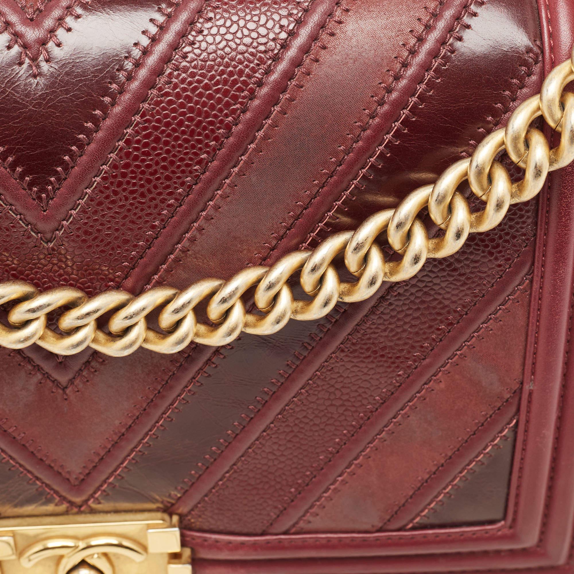 Chanel Burgund Chevron Kaviar Leder und Leder Neu Medium Boy Bag 10