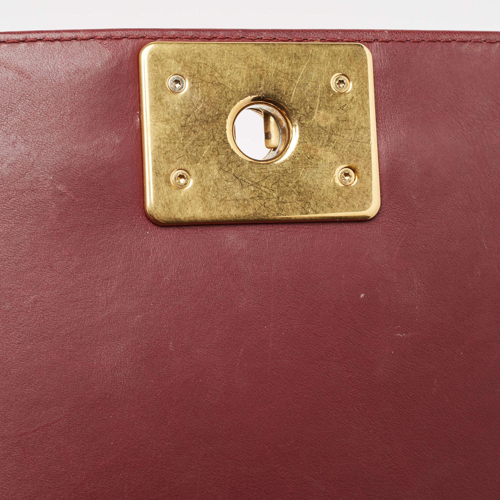 Chanel Burgund Chevron Kaviar Leder und Leder Neu Medium Boy Bag 14