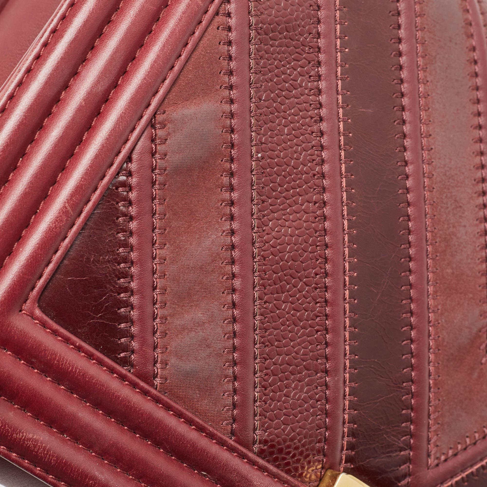 Chanel Burgund Chevron Kaviar Leder und Leder Neu Medium Boy Bag 3