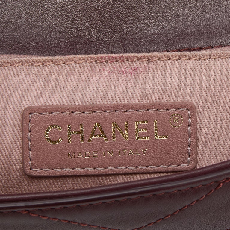 Chanel Burgundy Chevron Leather Chain Waist Bag For Sale at 1stDibs