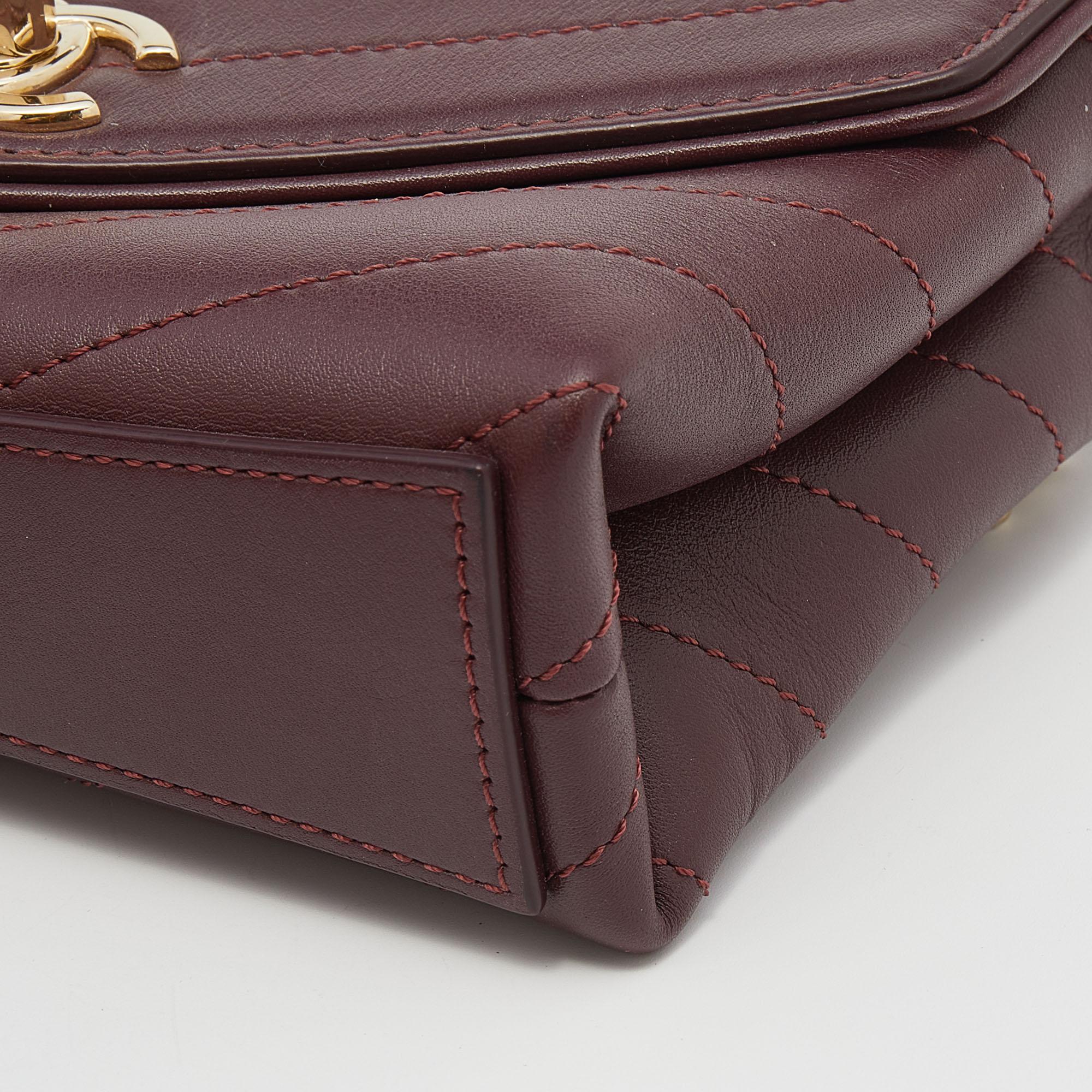 Chanel Burgundy Chevron Leather Chain Waist Bag 2