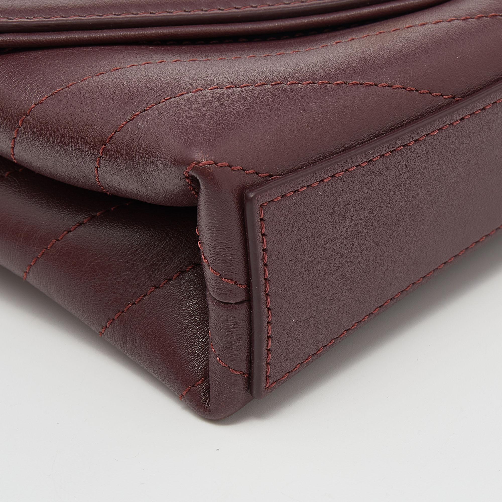 Chanel Burgundy Chevron Leather Chain Waist Bag 3