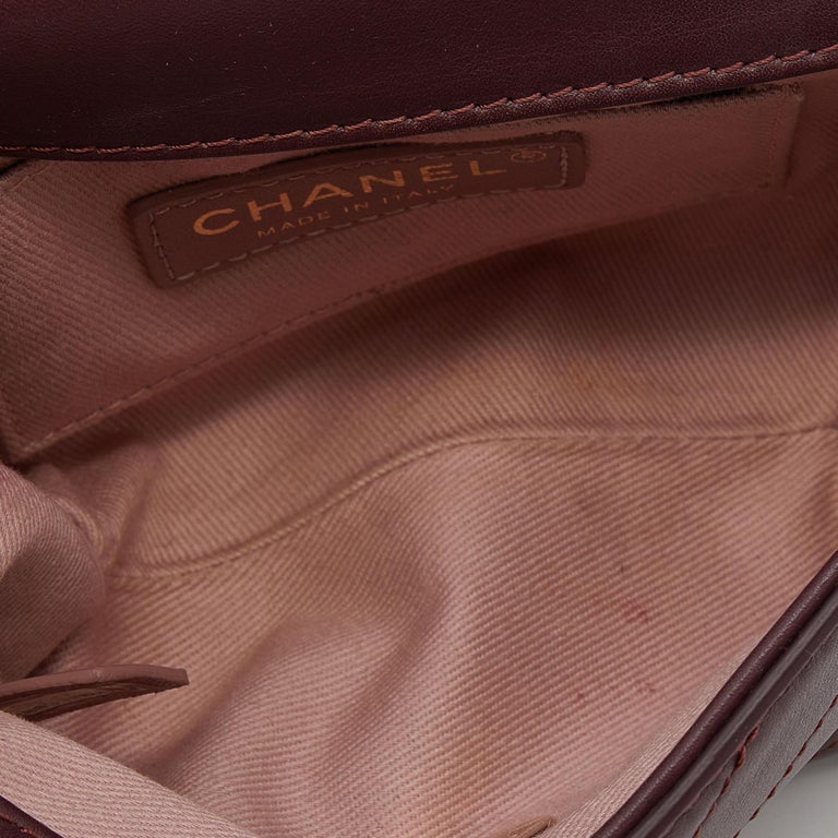 Chanel Burgundy Chevron Leather Chain Waist Bag For Sale at 1stDibs