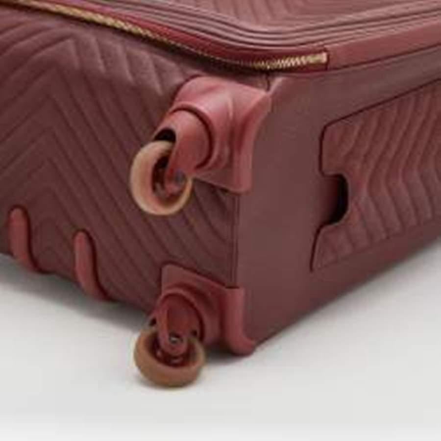 Chanel Burgundy Chevron Leather Coco Case Trolley 6