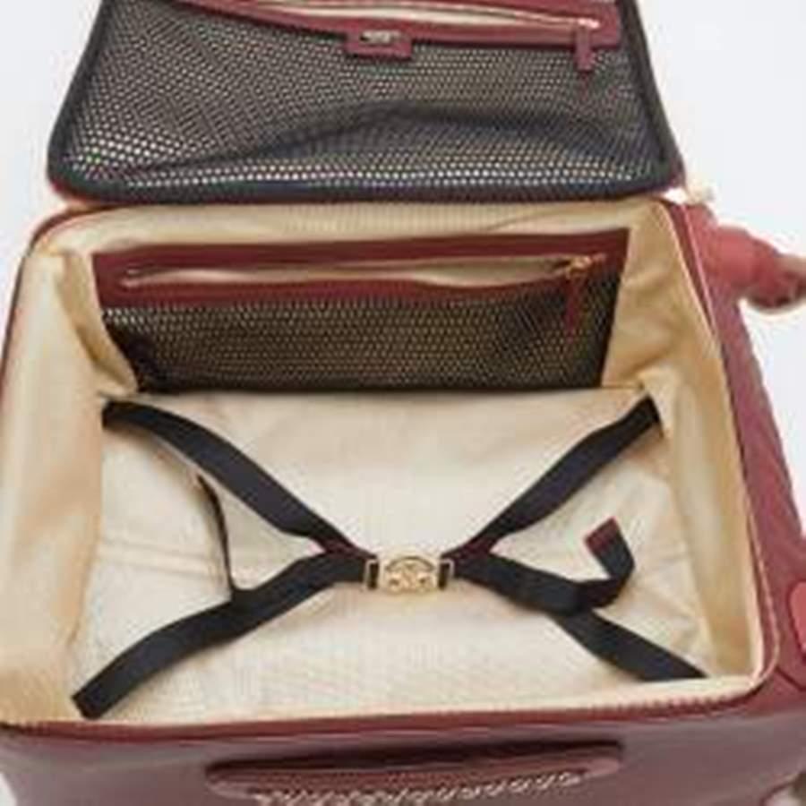 Chanel Burgundy Chevron Leather Coco Case Trolley 7