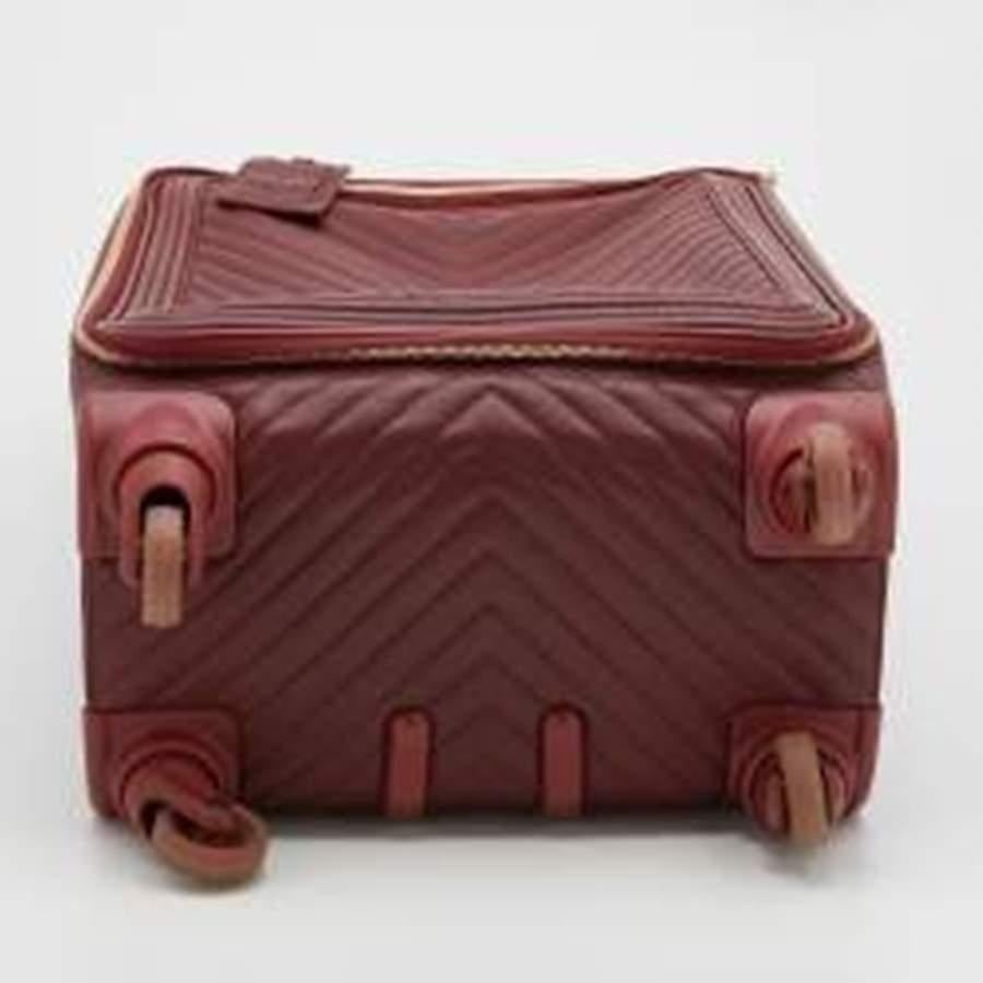 Chanel Burgundy Chevron Leather Coco Case Trolley 1