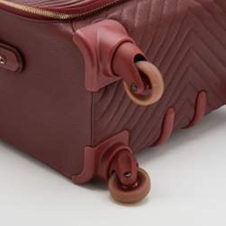 Chanel Burgundy Chevron Leather Coco Case Trolley 2