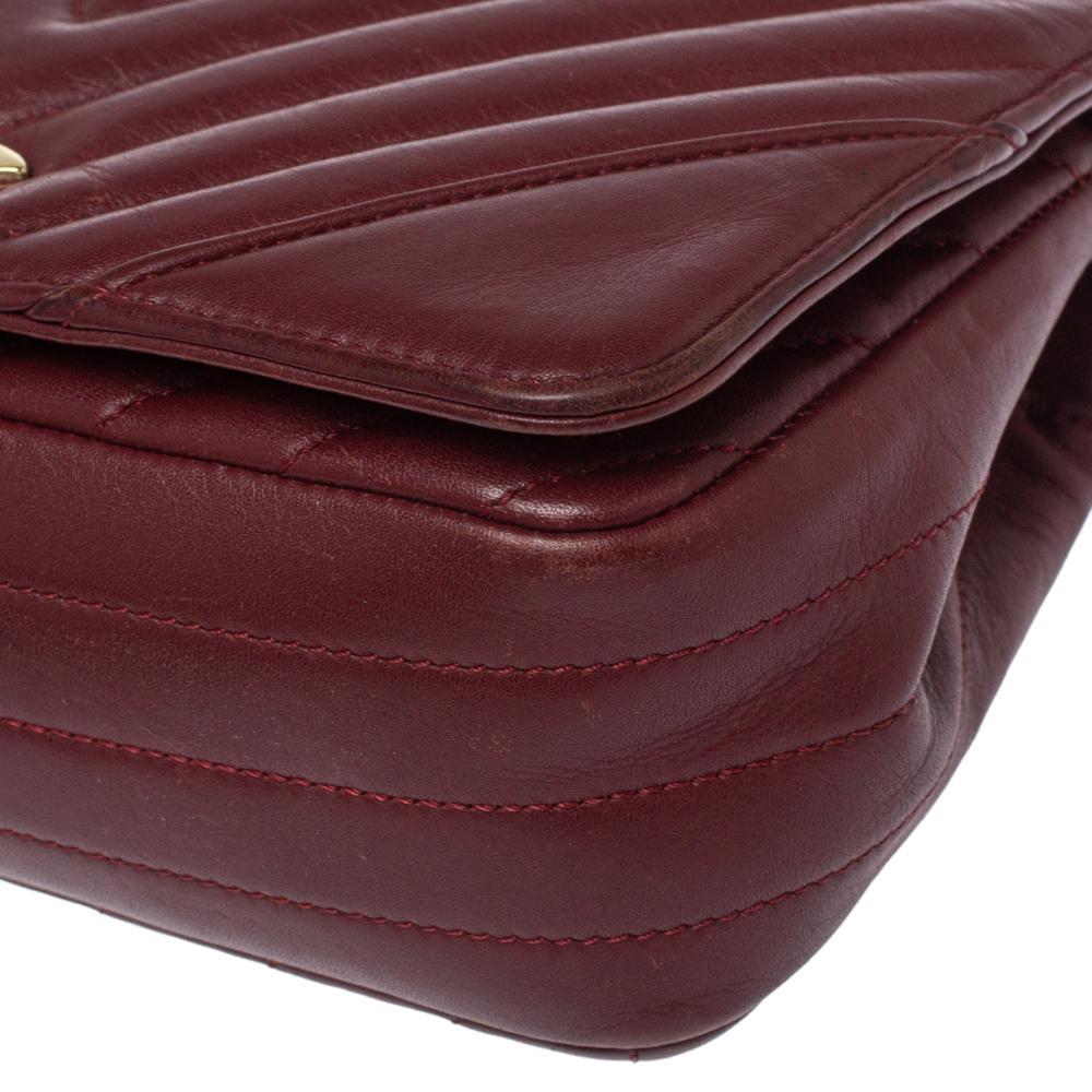 Chanel Burgundy Chevron Leather Mini Statement Flap Bag 2