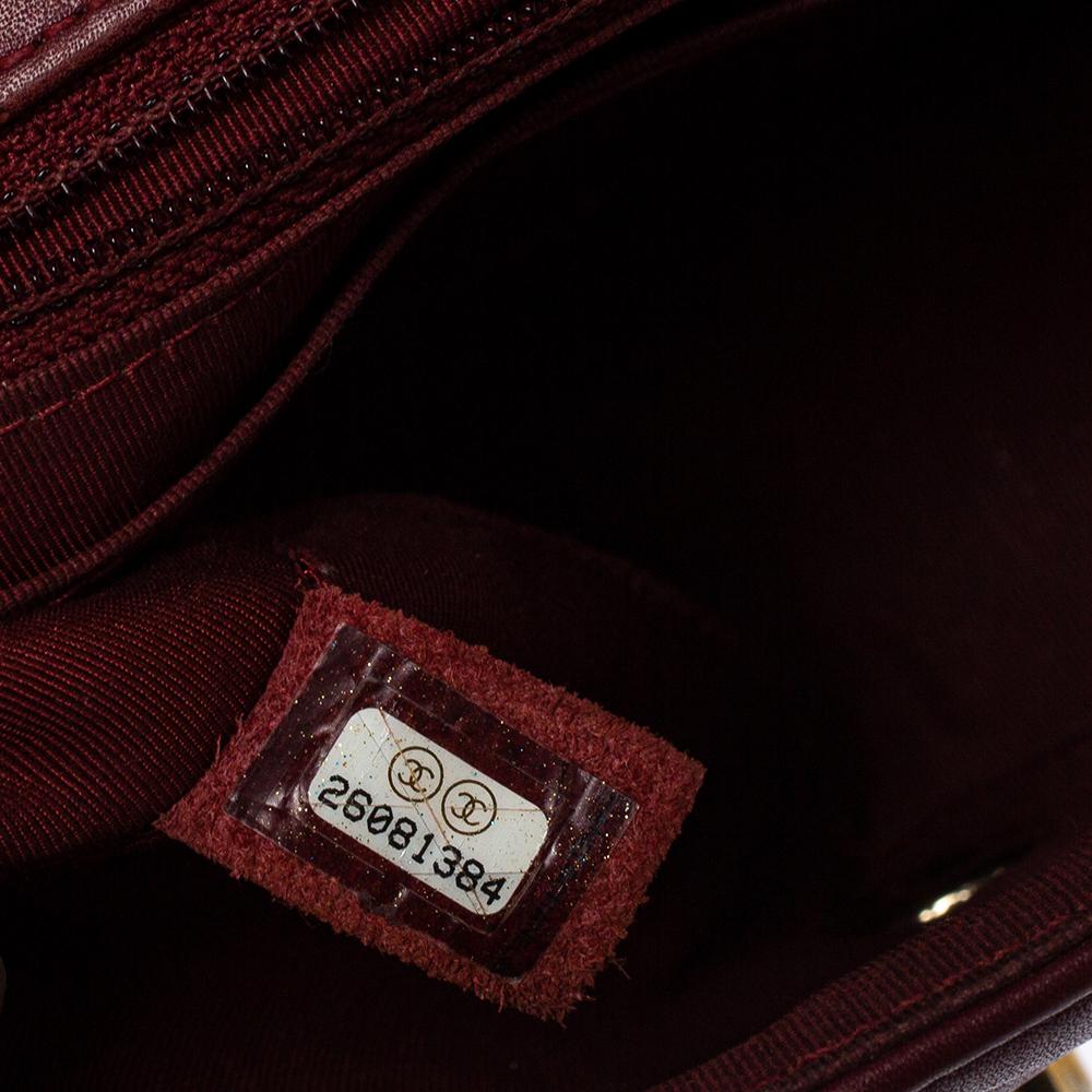 Women's Chanel Burgundy Chevron Leather Mini Statement Flap Bag