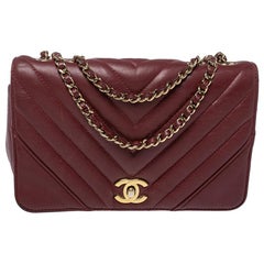Chanel Burgundy Chevron Leather Mini Statement Flap Bag