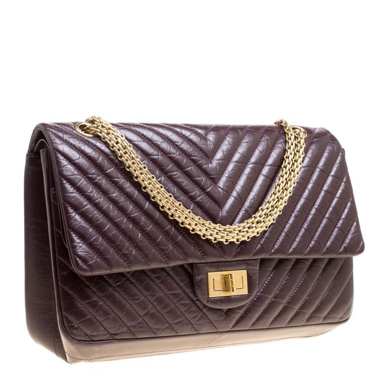 Chanel Burgundy Chevron Quilted Leather Reissue 2.55 Classic 227 Flap ...