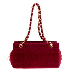 Chanel Burgundy Choco Bar Quilted Jersey Petite Shoulder Bag