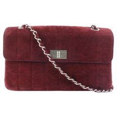 Chanel Burgundy Chocolate Bar Quilted Reissue Medium Flap SHW2CC0413