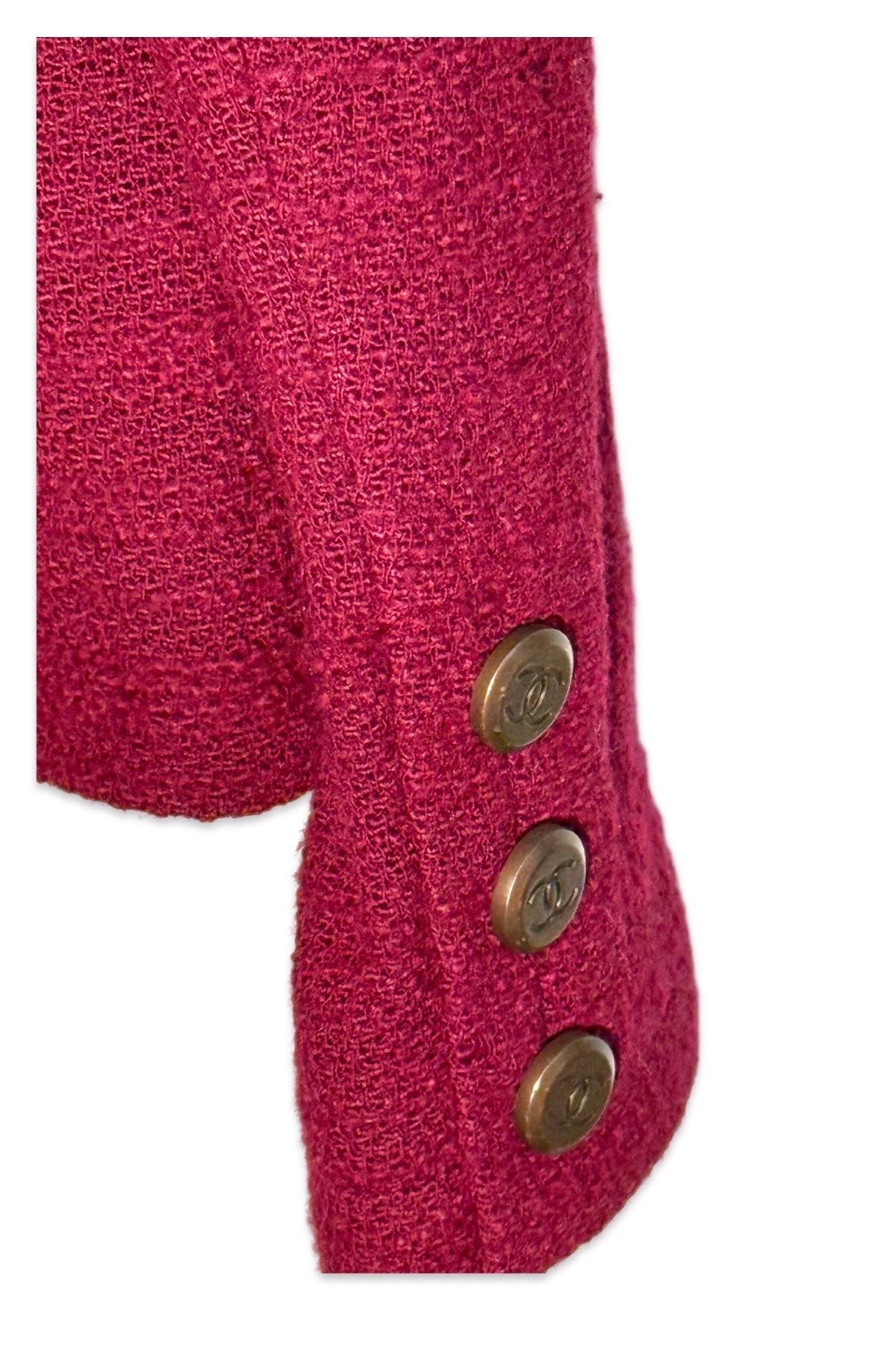 Chanel Burgunderrote Wolljacke mit Kragen im Angebot 1