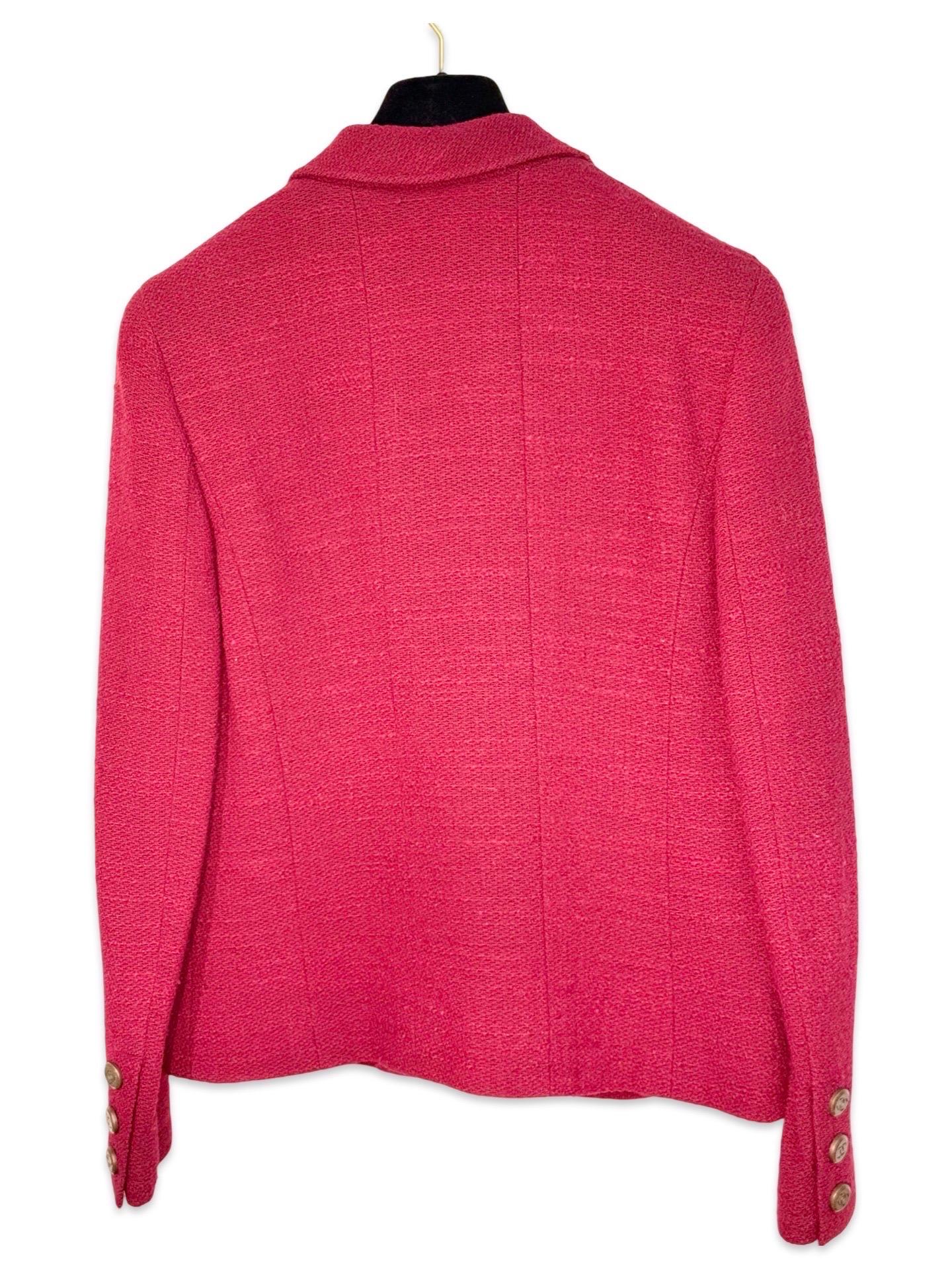 Chanel Burgunderrote Wolljacke mit Kragen (Rot) im Angebot