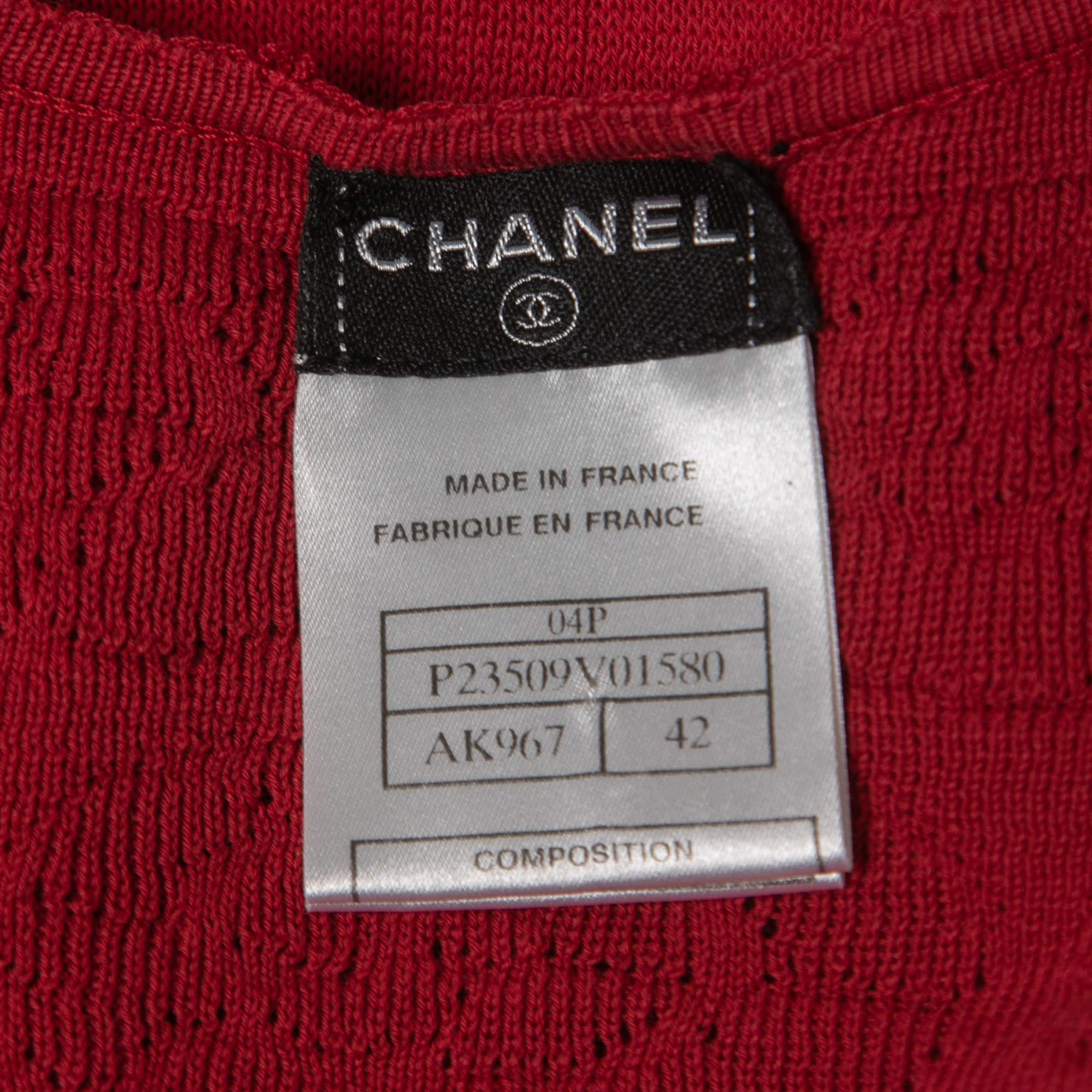 Chanel Burgundy Cotton Knit Camisole L For Sale 1