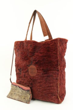 Chanel Burgundy Fur Shopper Tote with Pouch 66ck32s