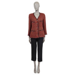 CHANEL burgundy gold 2011 11K BRAID TRIM LUREX TWEED Jacket 44 XL