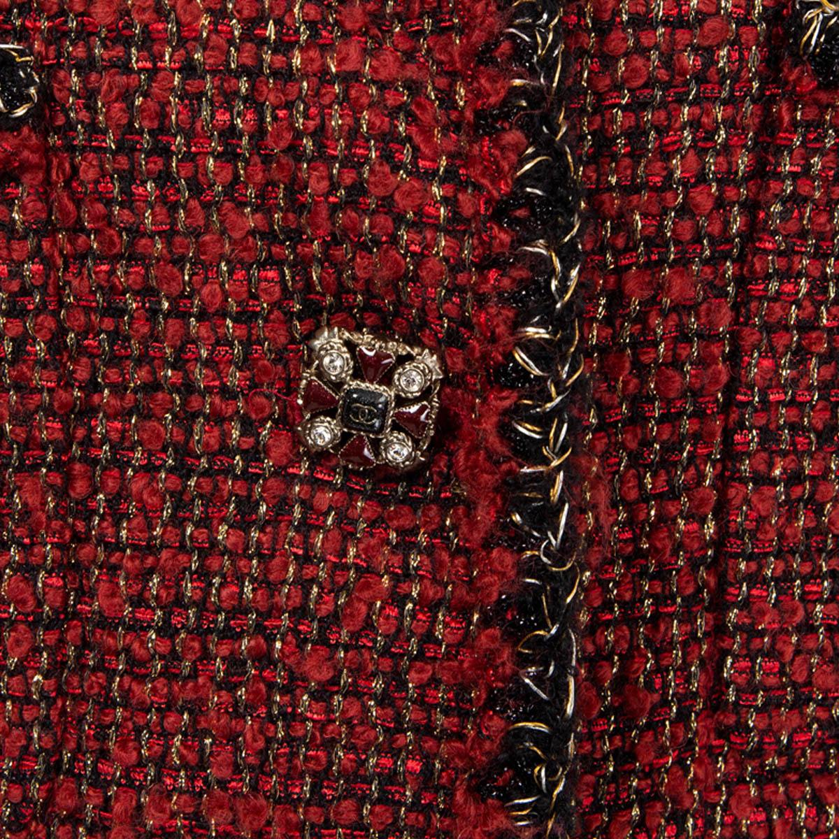 CHANEL burdeos oro 2011 11K BRAID TRIM LUREX TWEED Chaqueta 44 XL en venta 2