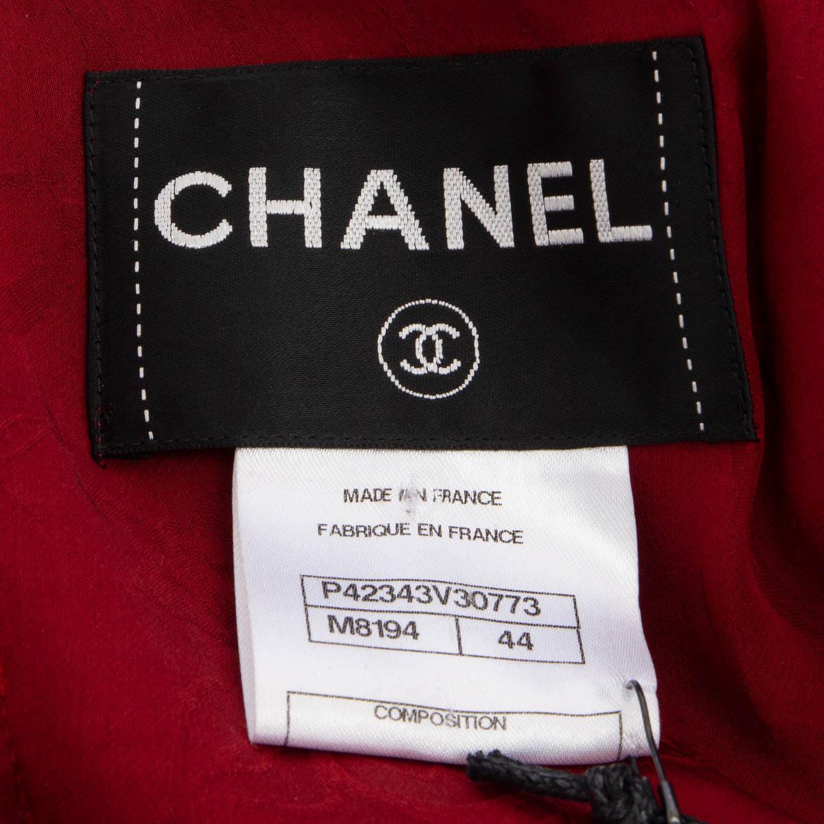 CHANEL burgundy gold 2011 11K BRAID TRIM LUREX TWEED Jacket 44 XL For Sale 1