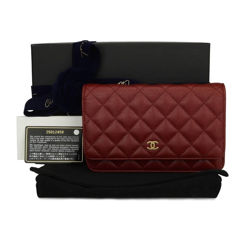 CHANEL Burgundy Iridescent Caviar Wallet On Chain with Gold Hardware 2018 at 1stdibs