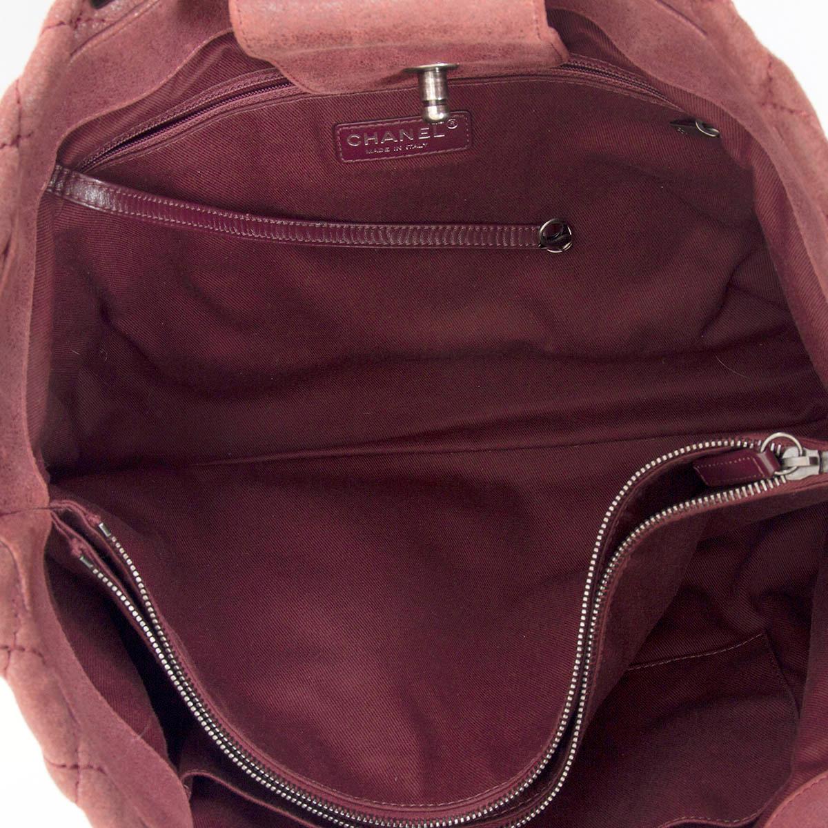 CHANEL burgundy iridescent leather GENTLE BOY Shopping Tote Bag For Sale 2