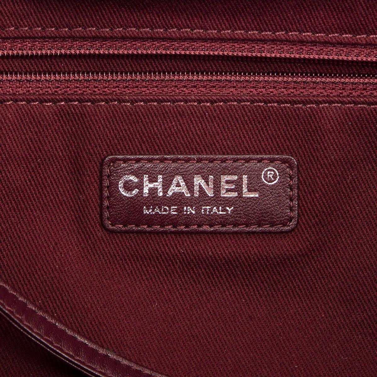 CHANEL burgundy iridescent leather GENTLE BOY Shopping Tote Bag For Sale 3