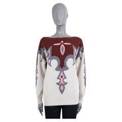 CHANEL burgundy ivory pink grey cashmere 2014 14A DALLAS Sweater 40 M