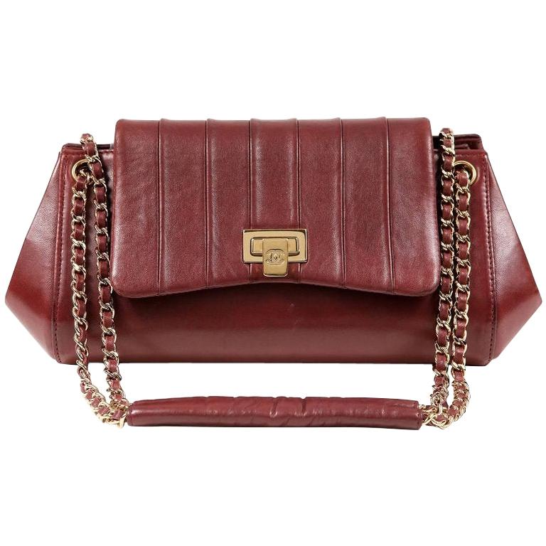 Chanel Burgundy Leather Accordion Flap Bag