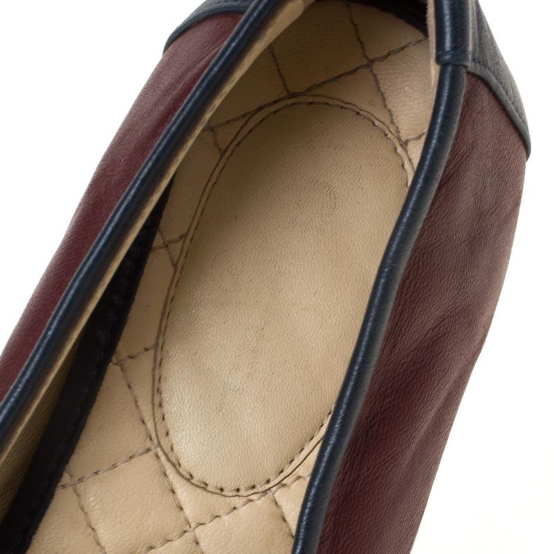 Black Chanel Burgundy Leather CC Slip On Loafers Size 36