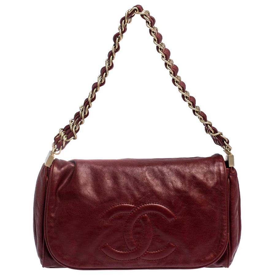 Chanel Burgundy Leather CC Timeless Flap Bag