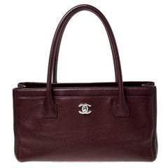 Chanel Burgundy Leather Cerf Shopping Tote