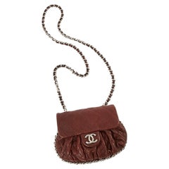 CHANEL Burgundy Leather Chain Around Small Crossbody Bag