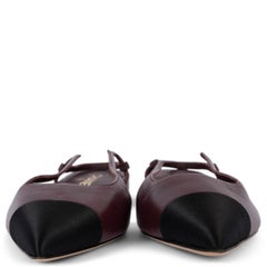 CHANEL Chaussures plates en cuir bordeaux G35261 SLINGBACK 39 fit 38.5