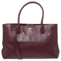 Chanel Burgundy Leather Large Cerf Executive Tote