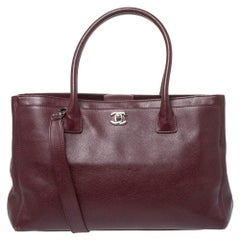 Chanel Burgundy Leather Large Cerf Executive Tote