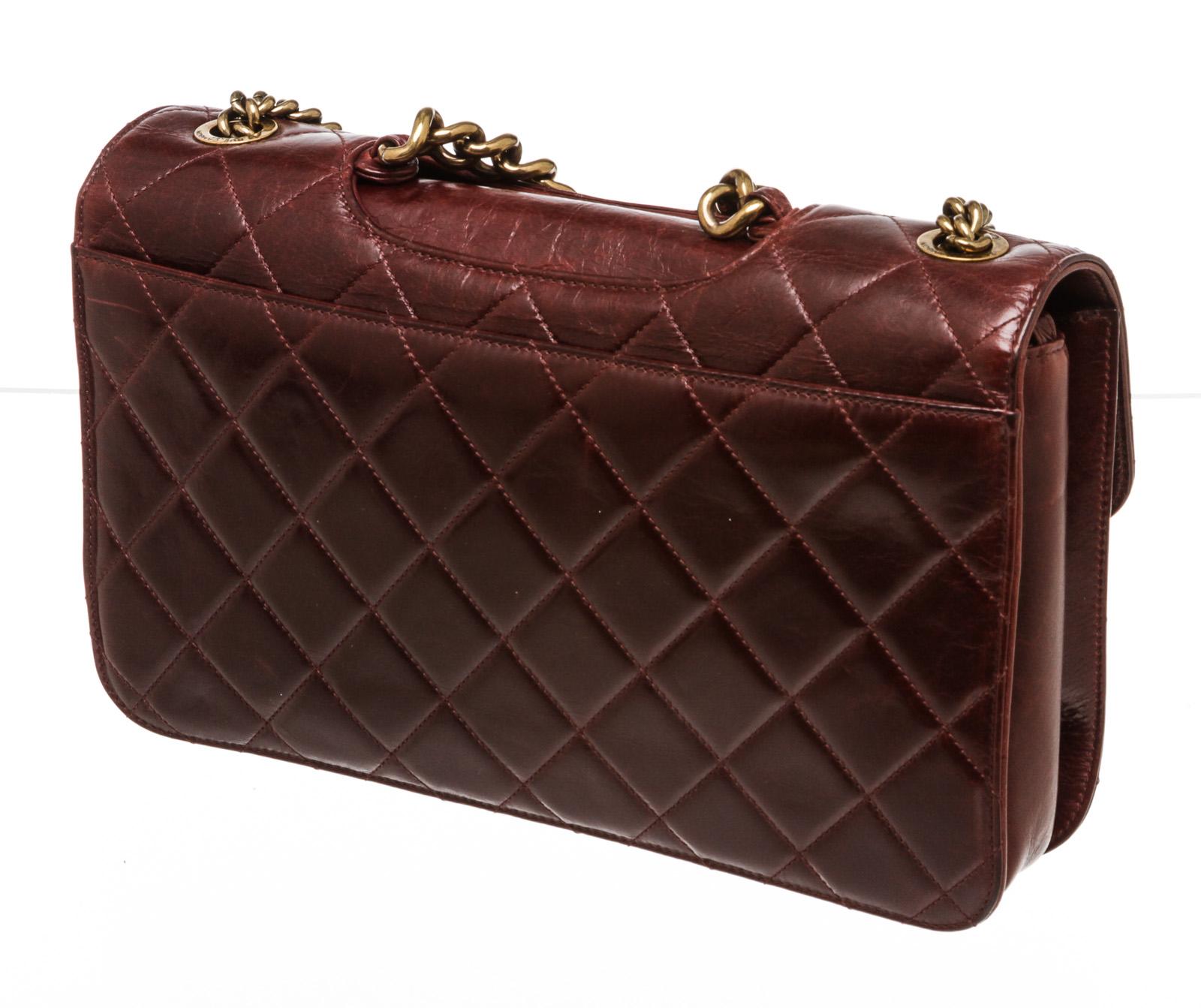Black Chanel Burgundy Leather Large Perfect Edge Flap Bag