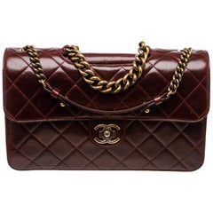 Chanel Burgundy Leather Large Perfect Edge Flap Bag