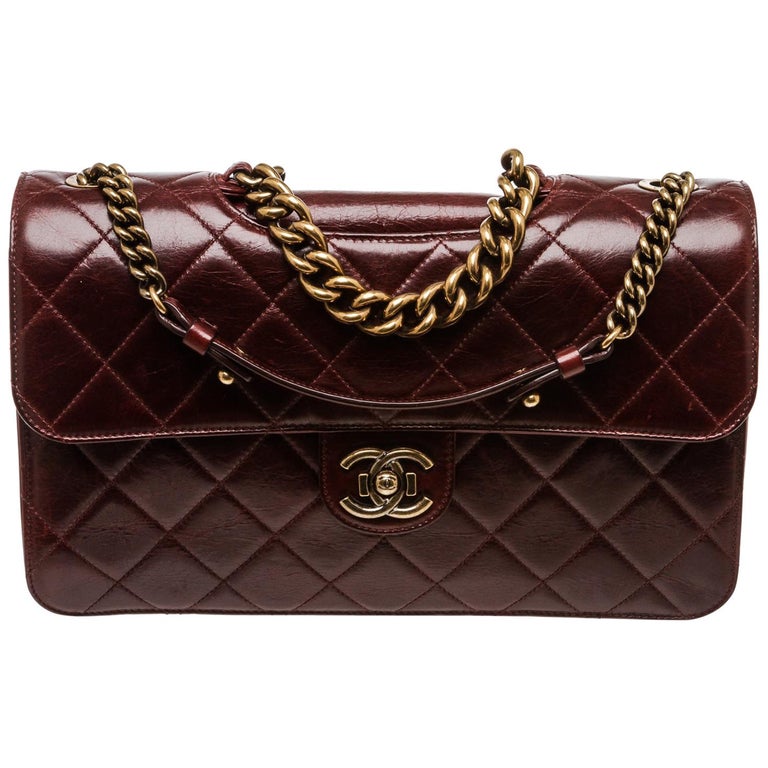 Chanel Burgundy Maxi Classic Flap Bag 33cm at 1stDibs