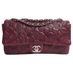 Chanel Burgundy Leder Lucky Charm geprägte mittlere Klappe Tasche